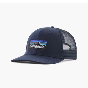 Patagonia Men’s Hat Baseball Cap P-6 Logo Trucker Hat Navy Blue
